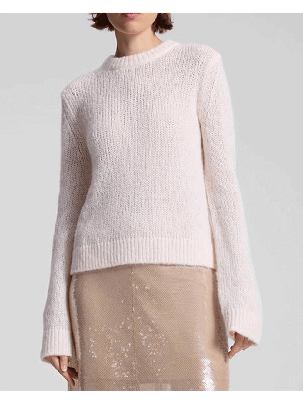 A.L.C. Bowie Alpaca Wool Open Knit Sweater Light Pink M NWT Quiet Luxury $325